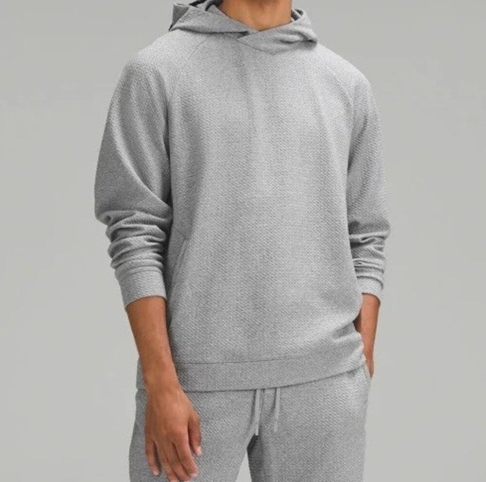 Lululemon Mens Textured Double Knit Hoodie Size S Heathered Gray Casual Lounge